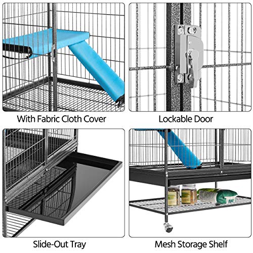 Yaheetech Rolling 2Story Ferret Cage Small Animal Cage for Chinchilla Adult Rats Metal Critter