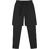 DANI CHINS Boys 2 in 1 Athletic Active Leggings Sports Running Quick Dry Breathable Compression Pants