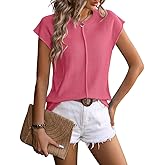 yoeasy Women's Crew Neck Cap Short Sleeve Knit Sweater Vest Trendy Lightweight Sweater Pullover Top