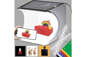 DUCLUS Mini Photo Studio Light Box,Portable Folding Photography Light Tent kit with 40pcs LED Light + 6 Kinds Color Backgroun