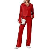 PINSPARK 2 Piece Sets for Women 1/2 Zip Sweatsuit Loose Fit Sweatshirt Straight Leg Pants 2025 Matching Outfit Fall Tracksuit