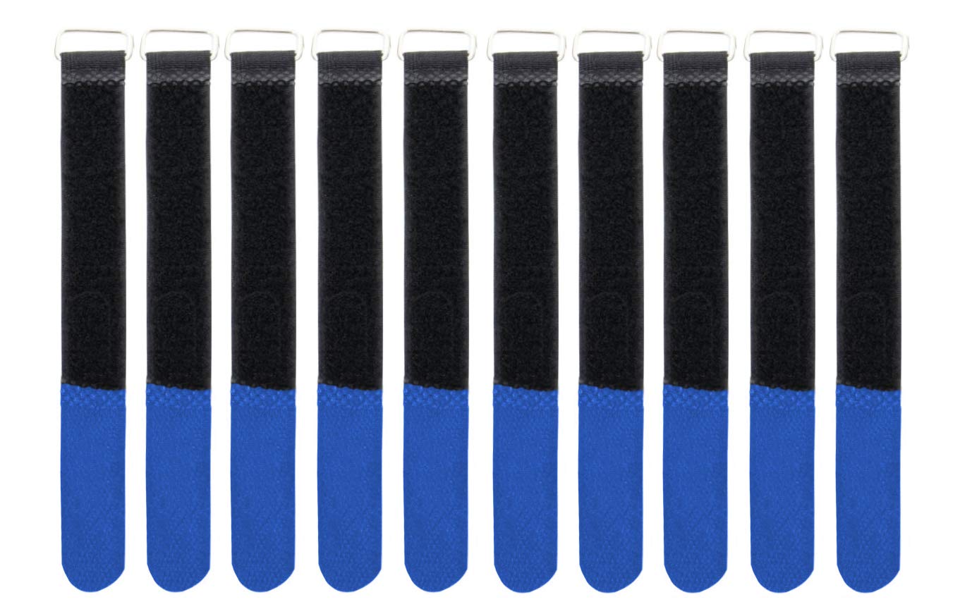 Infitronic INPKB4040BLU INPKB4040BLU-10 x Cable Ties with Metal Eyelet Velcro/Fleece on Different Sides (40 x 400 mm Blue)
