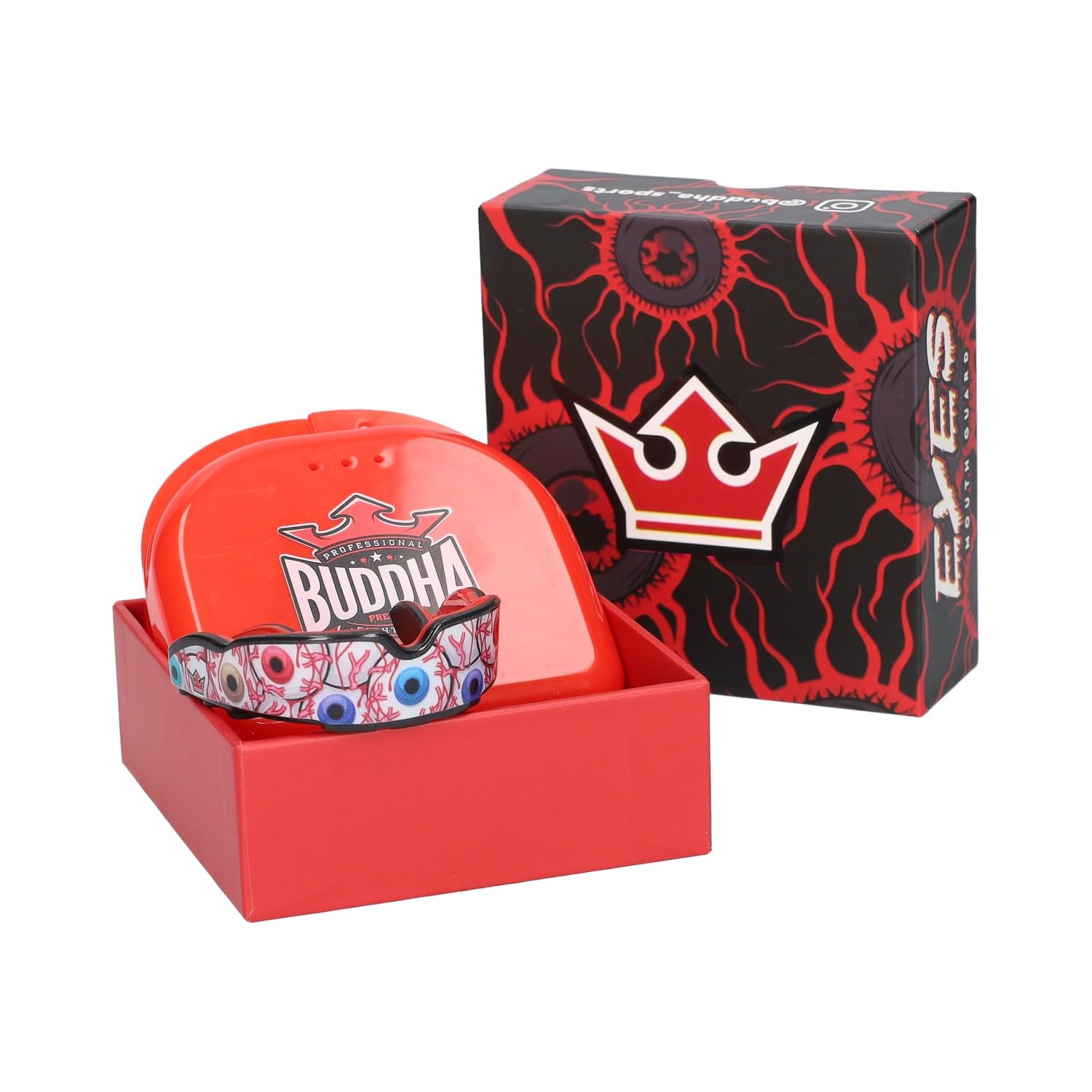 BUDDHA FIGHT WEAR Premium Gum Shield for Adults & Kids Ages 12+ for All Contact Sports Including Rugby, MMA, Kickboxing, Judo, Hockey and Boxing (Red/White)