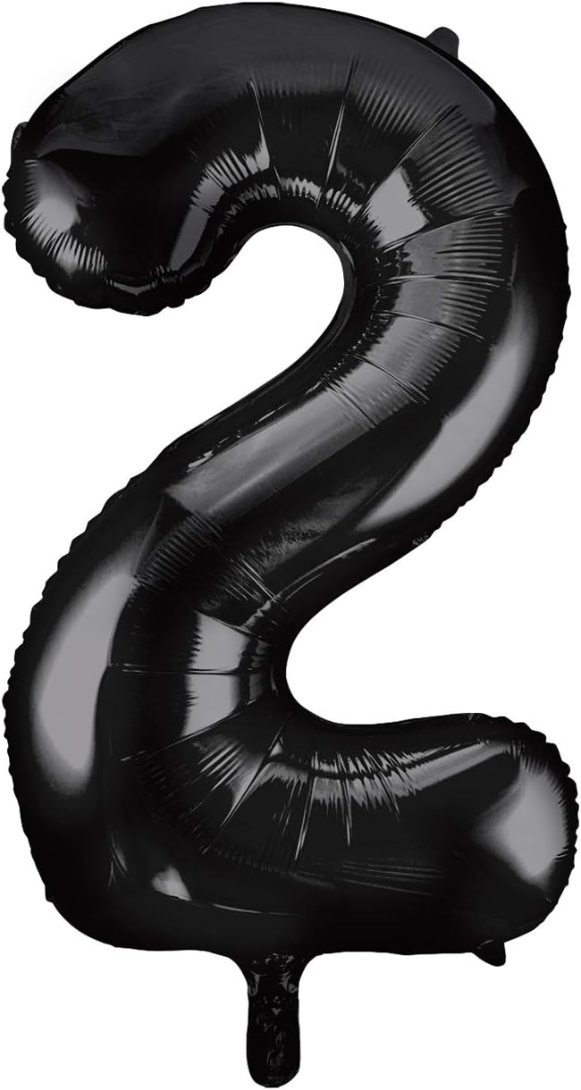 Unique Black Number 2 Shaped Large Foil Balloon 86cm (1 Piece)