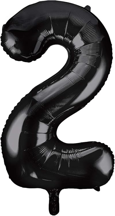 Unique Black Number 2 Shaped Large Foil Balloon 86cm (1 Piece)