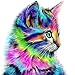 Whitelotous 5D Diamond Painting DIY Paint-by-Diamond Kit Craft Home Wall Decor - Colorful Cat 30 x 30 cm (Partial Drill)