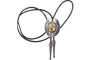 HUABOLA CALYN Vintage Bolo Tie for Men- Initial Letter ABCDMJR to Z Western Cowboy Bolo Tie for Women