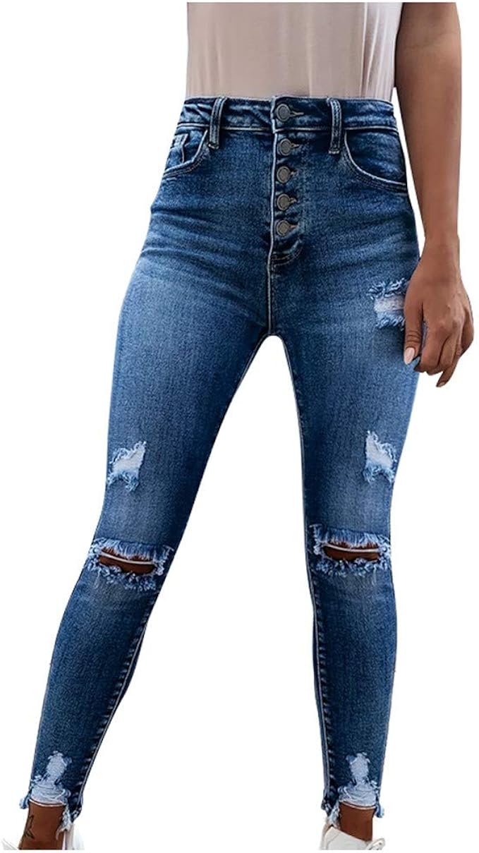 high waisted ripped bum jeans