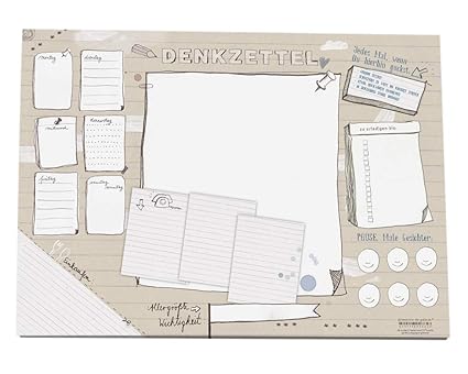 Witzige Schreibtischunterlage aus Papier | DENKZETTEL Design für kreative Köpfe | Din A3 (30 x 42 cm), 25 Blatt, zum Abreißen