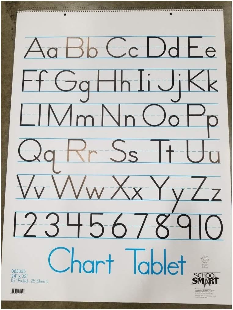 School Smart Chart Tablet, 24 x 32 Inches, 1-1/2 Inch Ruling, 1/2 Inch Skip Line, 25 Sheets, Cover may vary: Office Products
