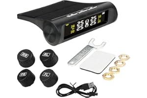 Campers Tire Pressure Monitoring System, Tire Pressure Monitoring System, Wireless Solar with External Sensors & Alarm Modes,