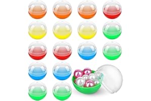 Veemoon 50pcs Empty Plastic Vending Machine Capsules, 1.5inch Gumball Machine Small Round Capsules Refillable Colorful Transl