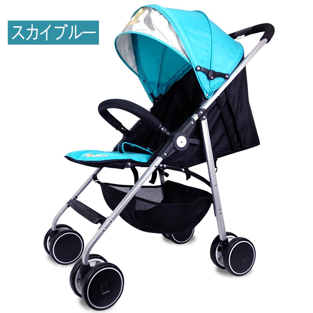 超人気 背面ベビーカーバギー 片手開閉タイプ 対面押す可能 両対面ベビーカー 4輪ベビーカー バギー クラシックテディ 軽量単 B07dcjbpt7 浅青 車トランク収納可 現金特価 Www Aiq Aiq Com Mx