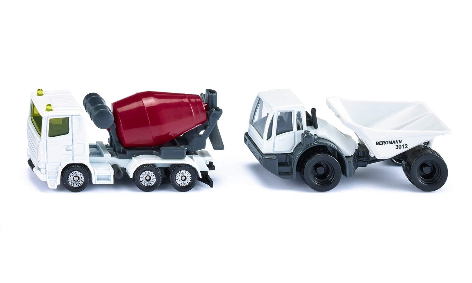 siku 1692, Construction Set: Dumper and Concrete Mixer, White,Red, Metal,Plastic, Rubber tyres