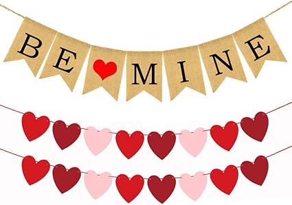 Amazon Com Valentines Day Banners Be Mine Burlap Banner With 2