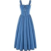 Scarlet Darkness Renaissance Dress Women Lace Up Cottagecore Sleeveless Long Dress Medieval Costume