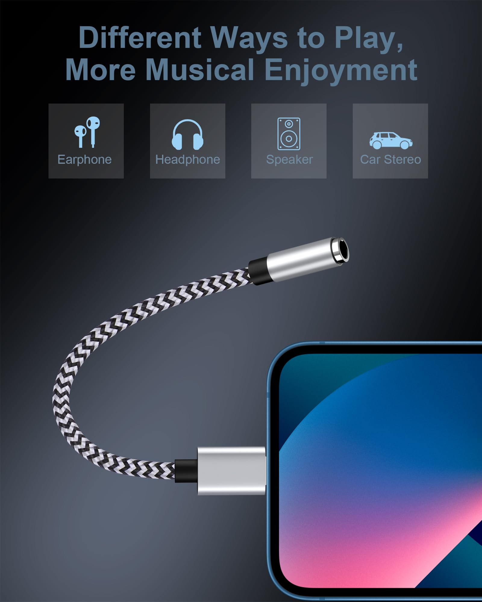 2Pack iPhone Headphone Adapter, [Apple MFi Certified] Lightning to 3.5mm Headphone/Earphone Audio Aux Jack Adapter iPhone Aux Adapter Dongle for iPhone 14 13 12 11 Pro Max Plus Mini XR XS 8 iPad iPod