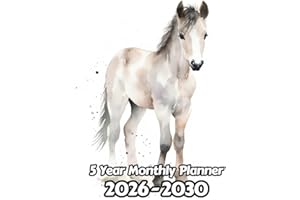 Watercolor Horse 5 Year Monthly Planner 2024-2028: Large 60 Month Calendar | Gift For People Who Love Farm Animals, Countryside Lovers | For Back To School, Office, Work | 8.5 x 11 Inches | 121 Pages