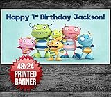 Henry Hugglemonster Birthday Banner Personalized Party Backdrop Decoration