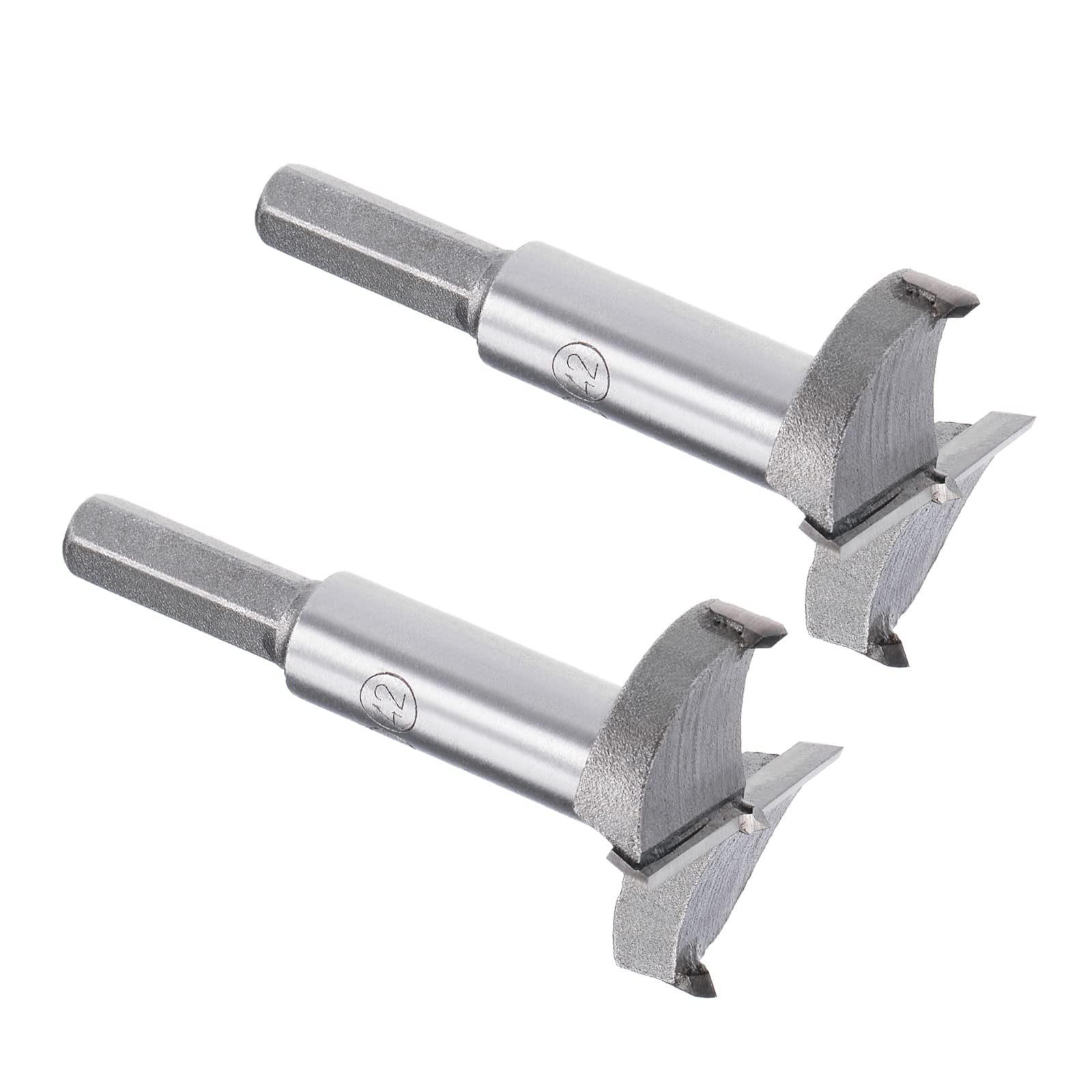 Kozelo 2pcs Forstner Drill Bits - [42mm] Tungsten Carbide Auger Opener for Wood Furniture Hinge Woodworking Use, Hex Shank, Gray
