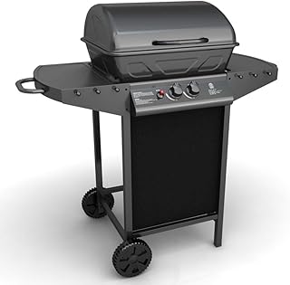 vidaXL Gasgrill mit 2 Brenner 2 Rädern BBQ Grill Standgrill Grillwagen Grillstation Gartengrill Wagengrill Barbecue Schwarz Edelstahl Alu
