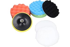 TOPINCN Car Polishing Pad Set Efficient 9Pcs Sponge Wool Buffing Kit for Car Truck Glass 150mm Diameter Orange Brown Green Bl