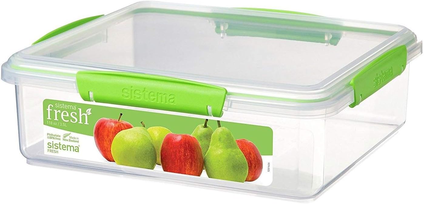 Sistema Fresh Food Storage Container 3.5L, Clear/Green Amazon.co.uk