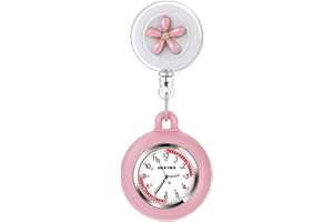 AGEN KGEN 3X Retractable Nurse Watch for Nurses Doctors, Clip-on Hanging Lapel Nurse Watch Silicone Cover Brooch Fob Pocket Watch Badge Reel