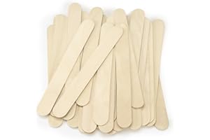 WISYOK 8'' Jumbo Craft Sticks - 42pcs Extra Large Natural Premium Wood, Ice Cream Sticks, Wooden Jumbo Sticks, Large Tongue Depressors, Plant Labels, Hair Removal and Waxing Supplies, Crafting