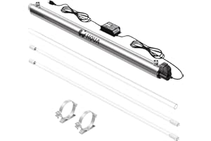 HQUA-OWS-12 120V 40W 3/4" MNPT Inlet/Outlet Whole House Ultraviolet Water Purifier Filter, + 1 Extra UV Bulb