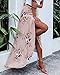 LISASTOR Women Elastic High Waisted Floral Print Bohemian Maxi Skirts Split Hem Tie up Bikini Cover Up Long Beach Skirt (S, Beige)