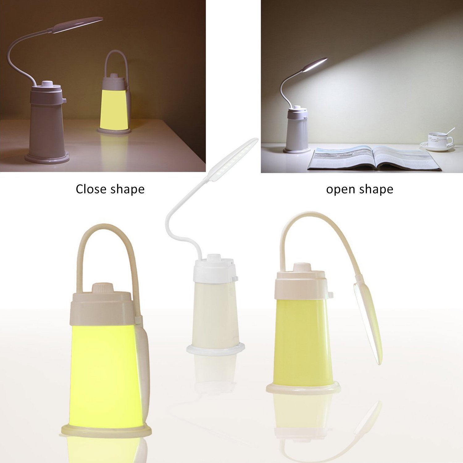 Rechargeable Battery Powered Reading Book Light for Bed, LED Dimmable Adjustable Desk Table Lamp USB Charging Port for Kids Study Bedroom Bedside Nightstand Headboard Lantern, Nursery Night Lamp