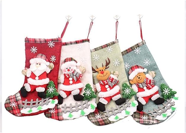 Regali Belli Di Natale.Happywinter 4 Pezzi Belle Calze Di Natale Regali Di Stoffa Babbo Natale Calze Di Alce Regalo Di Natale Candy Bagfor Bambini Camino Albero Di Natale Decorazione Amazon It Casa E Cucina