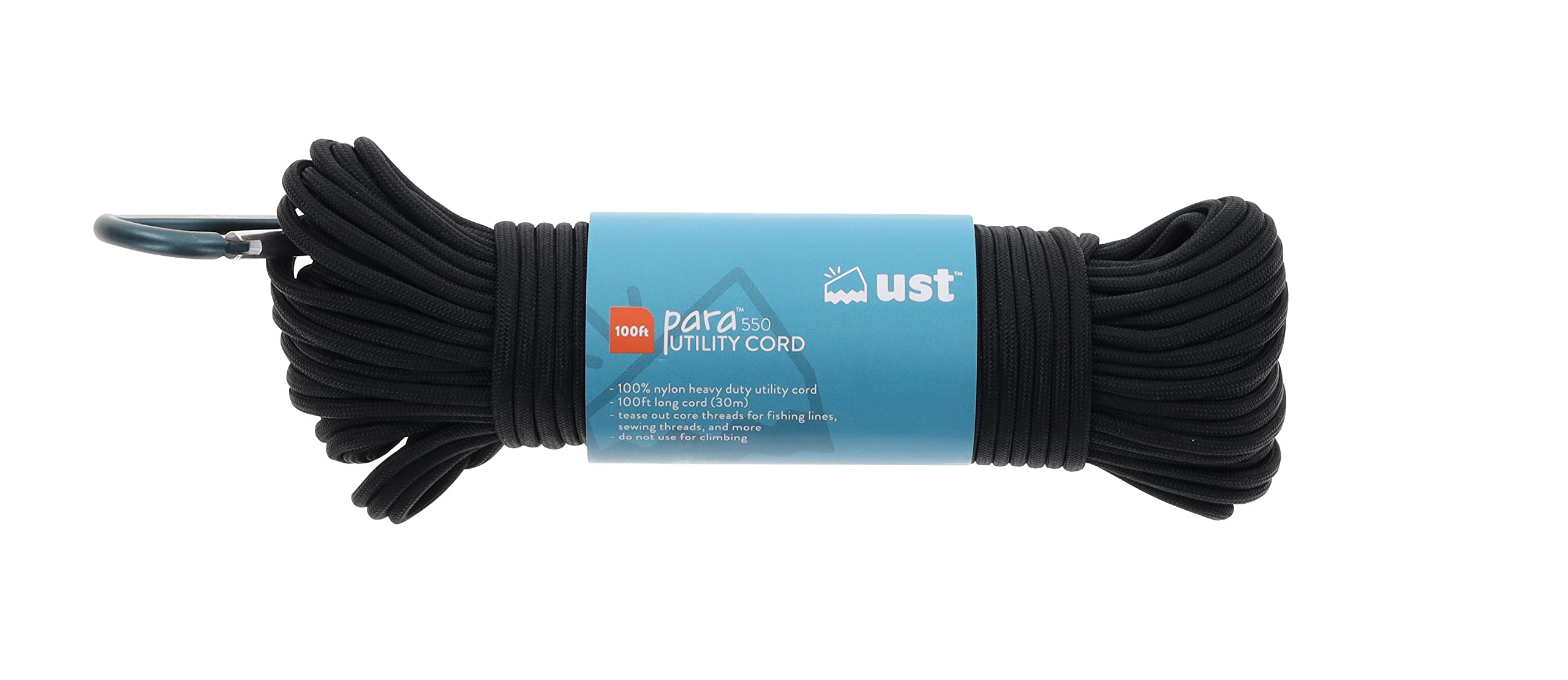 UST Heavy Duty Paracord, 550 Pound, 100 feet, Black, One Size (20-5C100-20)