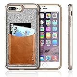 iPhone 8 Plus Case, iVAPO iPhone 8 Plus Cover [Poker Series] Genuine Leather Pocket iPhone Cases for iPhone 8 Plus/iPhone 7 Plus 5.5inch Phone Case [Brown]