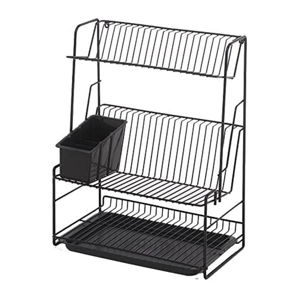 Delfinware 2300BK Black 3 Tier Plate Rack Bla