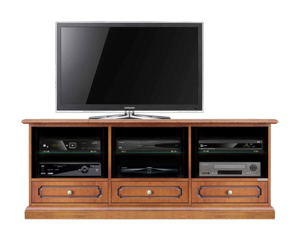 Wooden tv stand, shelves and drawers, dining living room tv unit, low