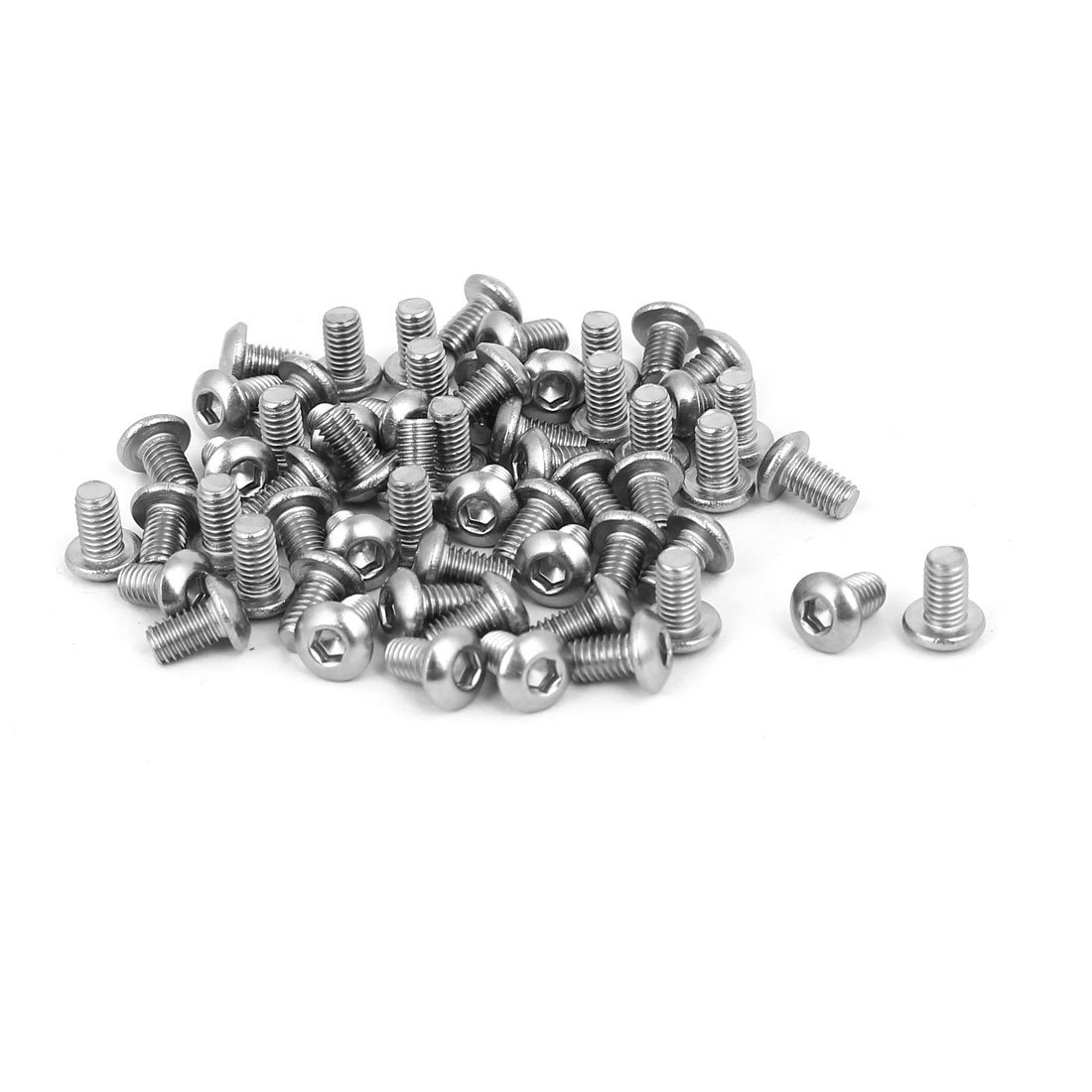 Sourcingmap M3 x 5mm 304 Stainless Steel Button Head Hex Socket Cap Screws Fastener 60PCS