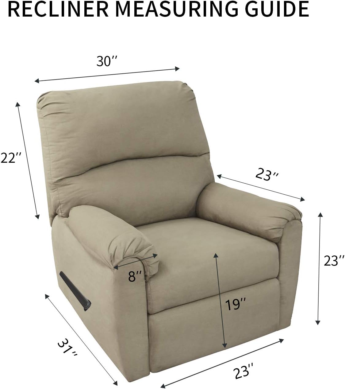 PureFit Super Stretch Chair Sofa Slipcover with Pocket – Spandex Non Slip Soft Couch Sofa Cover, Washable Furniture Protector with Elastic Bottom for Kids, Pets （Recliner， Dark Gray）: Kitchen & Dining