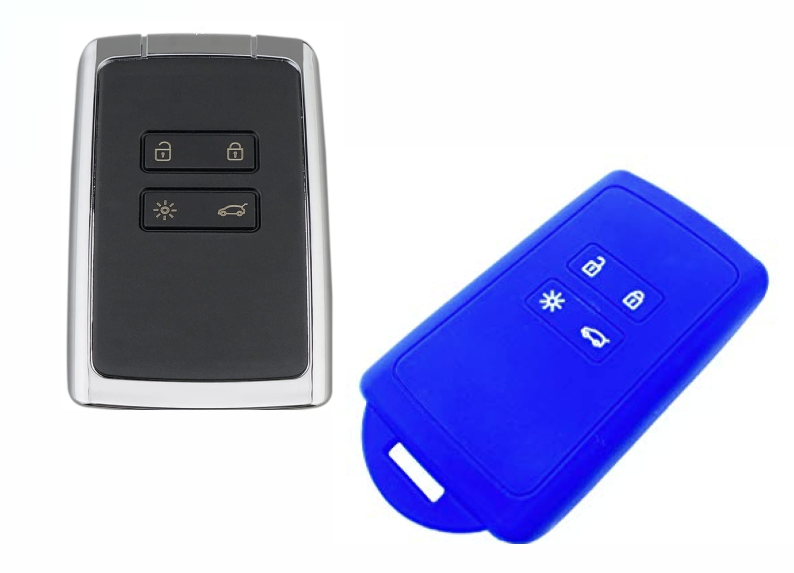 Nordecco High-Grade Silicone Protective Cover Compatible With Dacia Renanult 4 Button Smart Keyless Card Remote Fits Models 2016-20 Kadjar Koleos Megane Captur Dancia (Blue)
