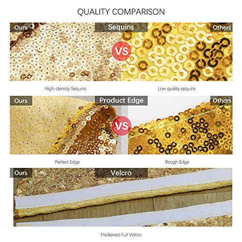 SoarDream Christmas Tree Skirt 48 inches Large Gold Sequin Tree Skirt for Xmas Holiday Party Decorations