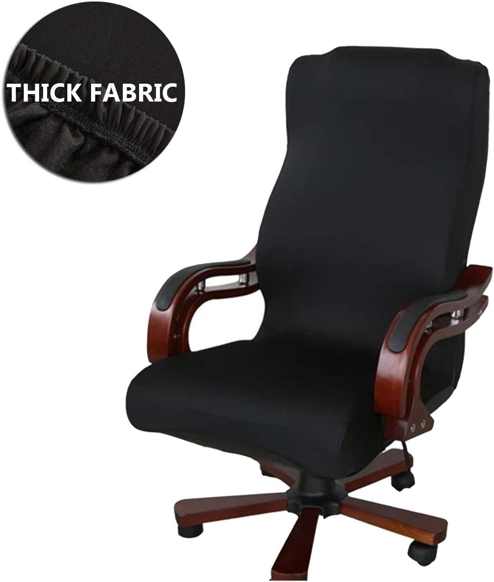 WOMACO Office Chair Cover, Computer Office Chair Covers Universal Boss Chair Covers Modern Simplism Style High Back Chair Slipcover (1-Black, Large)