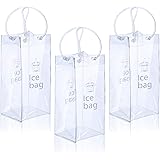 3 Pieces Ice Wine Bag Collapsible Clear Wine Cooler Bag PVC Wine Pouch Bags with Handle for Champagne Cold Beer White Wine Ch