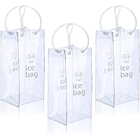 3 Pieces Ice Wine Bag Collapsible Clear Wine Cooler Bag PVC Wine Pouch Bags with Handle for Champagne Cold Beer White…