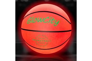 GlowCity Glow in The Dark Basketball - Sizes 5, 6, 7 Light Up Ball for Kids, Teens & Adults - Red Glow for Outdoor Games - Sports Birthday Gifts Ideas for Boys Ages 6 7 8 9 10 11 12 13 14