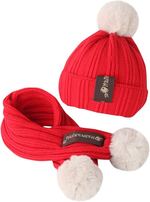 childrens red hat and scarf