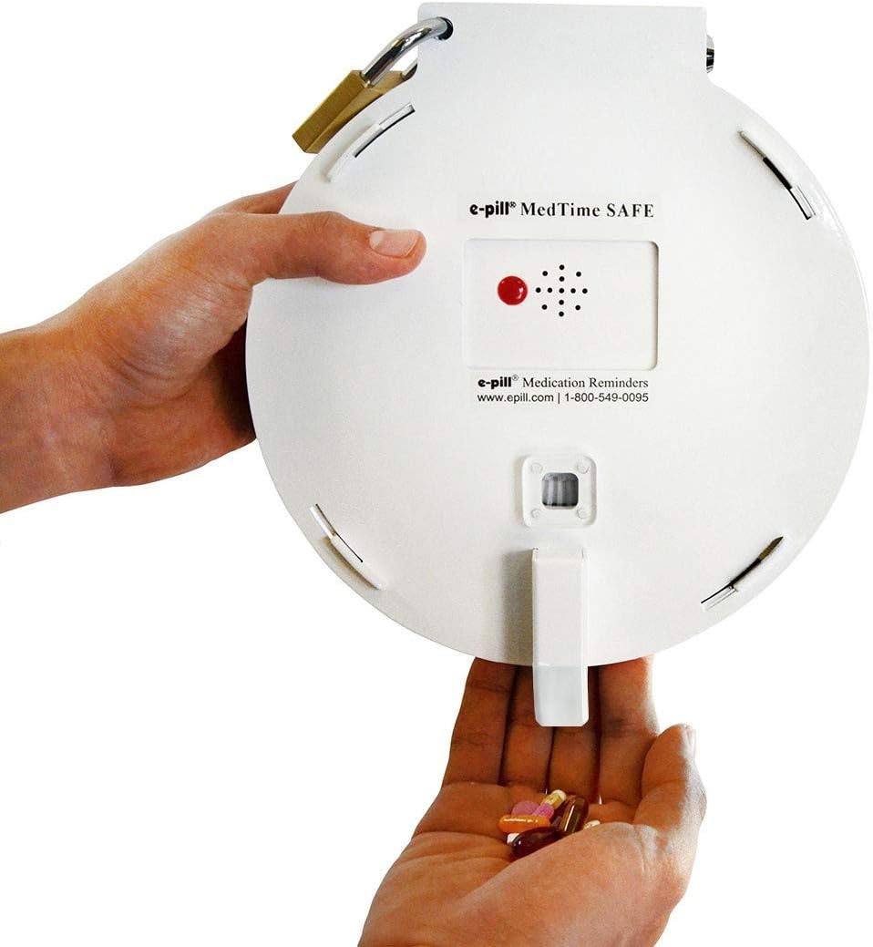 e-Pill MedTime Safe – Highly Tamper Resistant Automatic Pill Dispenser – Metal Case with 4 Independent Locks: Health & Personal Care