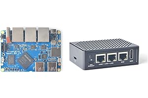 FriendlyElec Nanopi R5S-LTS Mini Router OpenWrt, with Rockchip RK3568B2 LPDDR4X 4GB RAM 64GB eMMC, Dual 2.5G and 1Gbps Ethern