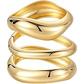 Emibele Gold Bangles for Women, 2PCS Irregular Chunky Gold Bracelet Hinged Open Bangle Bracelets for Women, Fashion Wide Arm Cuff Minimalist Chunky Jewelry Gifts for Valentine Christmas Birthday