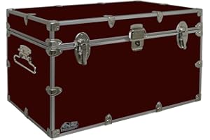 C&N Footlockers - XL Graduate Storage Trunk - Made in the USA - STEEL Footlocker for College Dorm Room & Summer Camp - 32 x 18 x 18.5 Inches (Maroon)